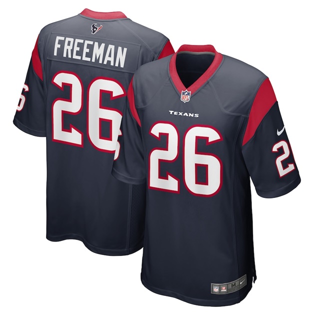 mens nike royce freeman navy houston texans game player jersey